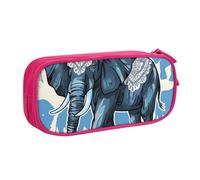 JKLQWC Aztec Elephant Printed Pencil Case Cute Pen Pencil Box Bag Zipper Storage Organizer Box Holder for Office School Teen Girl Boy Adult,Pink