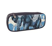 JKLQWC Aztec Elephant Printed PU Leather Pencil Case Cute Pen Pencil Box Bag Zipper Office School Pencil Pouch Organizer for Students Teen Girls Boys Adult