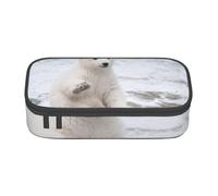 JKLQWC Baby Polar Bear Printed Pencil Case Cute Pen Pencil Box Bag Large Capacity Compartment Zipper Pencil Pouch Organizer for Office School Travel