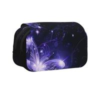 JKLQWC Background with Night Butterflies Prints Pencil Case for Kids Men Women, Two Layers Large Capacity Pencil Pouch Makeup Bag Organizer for Office School Travel