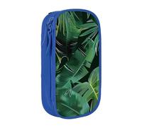JKLQWC Banana Leaf Printed Pencil Case Cute Pen Pouch Large Pen Bag Portable Storage Organizer Box for Office School Teen Girl Boy Adult,Blue