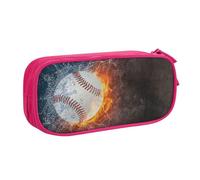 JKLQWC Baseball Printed Pencil Case Cute Pen Pencil Box Bag Zipper Storage Organizer Box Holder for Office School Teen Girl Boy Adult,Pink