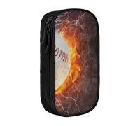 JKLQWC Baseball Printed Pencil Case Cute Pen Pouch Large Pen Bag Portable Storage Organizer Box for Office School Teen Girl Boy Adult,Black