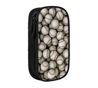 JKLQWC Baseball Printed Pencil Case Cute Pen Pouch Large Pen Bag Portable Storage Organizer Box for Office School Teen Girl Boy Adult,Black