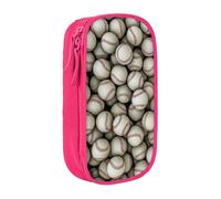 JKLQWC Baseball Printed Pencil Case Cute Pen Pouch Large Pen Bag Portable Storage Organizer Box for Office School Teen Girl Boy Adult,Pink