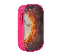 JKLQWC Baseball Printed Pencil Case Cute Pen Pouch Large Pen Bag Portable Storage Organizer Box for Office School Teen Girl Boy Adult,Pink