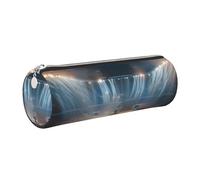 JKLQWC Basketball Printed Cylinder Pencil Case with Silver Zipper - Lightweight Leather Organizer for School, Office, Travel, Makeup