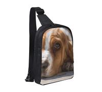 JKLQWC Basset Hound Printed Crossbody Sling Backpack Sling Bag for Men Women Adjustable Shoulder Bag Travel Hiking Chest Bag Daypack