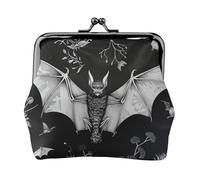JKLQWC Bat Print Printed Coin Purse for Women Cute PU Leather Coin Wallet Mini Coin Purse Pouch with Kiss-Lock