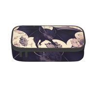 JKLQWC Bat Print Printed Pencil Case Cute Pen Pencil Box Bag Large Capacity Compartment Zipper Pencil Pouch Organizer for Office School Travel