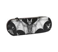 JKLQWC Bat Print Printed Pencil Case Cute Pen Pencil Box Bag PU Leather Zipper Pencil Pouch Organizer for Office School Travel
