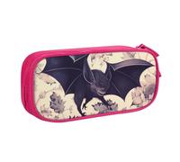 JKLQWC Bat Print Printed Pencil Case Cute Pen Pencil Box Bag Zipper Storage Organizer Box Holder for Office School Teen Girl Boy Adult,Pink