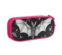 JKLQWC Bat Print Printed Pencil Case Cute Pen Pencil Box Bag Zipper Storage Organizer Box Holder for Office School Teen Girl Boy Adult,Pink