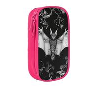 JKLQWC Bat Print Printed Pencil Case Cute Pen Pouch Large Pen Bag Portable Storage Organizer Box for Office School Teen Girl Boy Adult,Pink