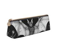 JKLQWC Bat Print Printed Triangle Pencil Case with Zipper - Lightweight Leather Organizer for School, Office, Travel, Makeup