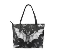 JKLQWC Bat Print Printed Womens Shopping Tote Bag Ladies PU Leather Shoulder Handbags for Work Travel School