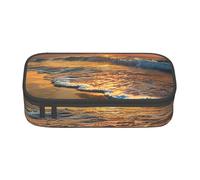 JKLQWC Beach Wave Sunset Printed Pencil Case Cute Pen Pencil Box Bag Large Capacity Compartment Zipper Pencil Pouch Organizer for Office School Travel