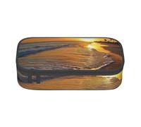 JKLQWC Beach with Sunset Printed Pencil Case Cute Pen Pencil Box Bag Large Capacity Compartment Zipper Pencil Pouch Organizer for Office School Travel
