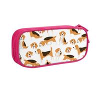 JKLQWC Beagle Dog Printed Pencil Case Cute Pen Pencil Box Bag Zipper Storage Organizer Box Holder for Office School Teen Girl Boy Adult,Pink