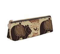 JKLQWC Bear Printed Triangle Pencil Case with Zipper - Lightweight Leather Organizer for School, Office, Travel, Makeup