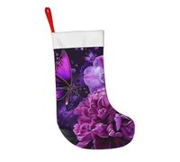JKLQWC Beautiful Butterfly Floral Prints Soft Christmas Stocking Large Plush Hanging Xmas Santa Socks for Holiday Party Gifts Decoration