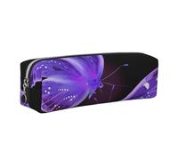 JKLQWC Beautiful Butterfly Printed Leather Pencil Case with Silver Zipper - Simple and Lightweight Organizer for School, Office, Travel, Makeup