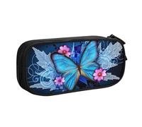 JKLQWC Beautiful Butterfly Printed Pencil Case Cute Pen Pencil Box Bag Zipper Storage Organizer Box Holder for Office School Teen Girl Boy Adult,Black