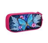 JKLQWC Beautiful Butterfly Printed Pencil Case Cute Pen Pencil Box Bag Zipper Storage Organizer Box Holder for Office School Teen Girl Boy Adult,Pink