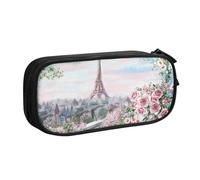 JKLQWC Beautiful Eiffel Tower Paris Printed Pencil Case Cute Pen Pencil Box Bag Zipper Storage Organizer Box Holder for Office School Teen Girl Boy Adult,Black