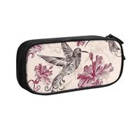JKLQWC Beautiful Flowers Hummingbird Printed Pencil Case Cute Pen Pencil Box Bag Zipper Storage Organizer Box Holder for Office School Teen Girl Boy Adult,Black