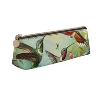 JKLQWC Beautiful Hummingbirds Printed Triangle Pencil Case with Zipper - Lightweight Leather Organizer for School, Office, Travel, Makeup