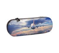 JKLQWC Beautiful Sky Airplane Printed Pencil Case Cute Pen Pencil Box Bag PU Leather Zipper Pencil Pouch Organizer for Office School Travel