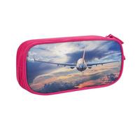 JKLQWC Beautiful Sky Airplane Printed Pencil Case Cute Pen Pencil Box Bag Zipper Storage Organizer Box Holder for Office School Teen Girl Boy Adult,Pink