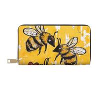 JKLQWC Bee Love Honey Printed Long Wallet for Women Men Funny PU Leather Wallet with Coin Purse and Card Holder