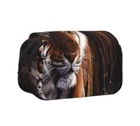 JKLQWC Bengal Tiger Prints Pencil Case for Kids Men Women, Two Layers Large Capacity Pencil Pouch Makeup Bag Organizer for Office School Travel
