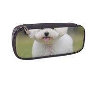 JKLQWC Bichon Frise Dog Printed PU Leather Pencil Case Cute Pen Pencil Box Bag Zipper Office School Pencil Pouch Organizer for Students Teen Girls Boys Adult Gifts