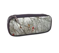 JKLQWC Birch Trees Printed PU Leather Pencil Case Cute Pen Pencil Box Bag Zipper Office School Pencil Pouch Organizer for Students Teen Girls Boys Adult Gifts