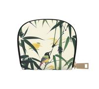 JKLQWC Birds Landed on Branches Printed Card Wallet for Women Men Cute Zipper Card Cases Holder Mini Coin Purse with 12 Card Slots