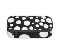 JKLQWC Black and White Polka Dot Printed Pencil Case Cute Pen Pencil Box Bag Large Capacity Compartment Zipper Pencil Pouch Organizer for Office School Travel