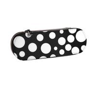 JKLQWC Black and White Polka Dot Printed Pencil Case Cute Pen Pencil Box Bag PU Leather Zipper Pencil Pouch Organizer for Office School Travel