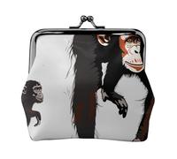 JKLQWC Black Gibbon Monkey Printed Coin Purse for Women Cute PU Leather Coin Wallet Mini Coin Purse Pouch with Kiss-Lock