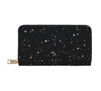JKLQWC Black Glitter Printed Long Wallet for Women Men Cute Coin Purse with Card Holder