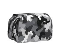 JKLQWC Black Grey White Camouflage Prints Pencil Case for Kids Men Women, Two Layers Large Capacity Pencil Pouch Makeup Bag Organizer for Office School Travel