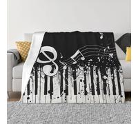 JKLQWC Black White Music Note Prints Flannel Blanket 100x125 CM, Lightweight Soft Warm Throw Blankets for Sofa Couch Bed Car