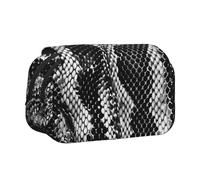 JKLQWC Black White Snake Skin Prints Pencil Case for Kids Men Women, Two Layers Large Capacity Pencil Pouch Makeup Bag Organizer for Office School Travel
