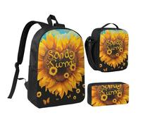JKLQWC Blessed to Be Called Nana Sunflower Print Backpack Set 3-Piece, 17-Inch School Bag with Insulated Lunch Bag & Pencil Case for Students Teens Girls Boys