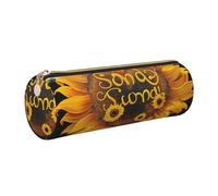 JKLQWC Blessed to Be Called Nana Sunflower Printed Cylinder Pencil Case with Gold Zipper - Lightweight Leather Organizer for School, Office, Travel, Makeup
