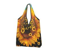 JKLQWC Blessed to Be Called Nana Sunflower Printed Foldable Shopping Bag 3 PCS, Reusable Grocery Tote Bags for Daily Shopping and Travel