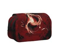 JKLQWC Blood Red Dragon Prints Pencil Case for Kids Men Women, Two Layers Large Capacity Pencil Pouch Makeup Bag Organizer for Office School Travel