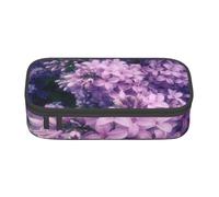 JKLQWC Blooming Purple Flowers Printed Pencil Case Cute Pen Pencil Box Bag Large Capacity Compartment Zipper Pencil Pouch Organizer for Office School Travel